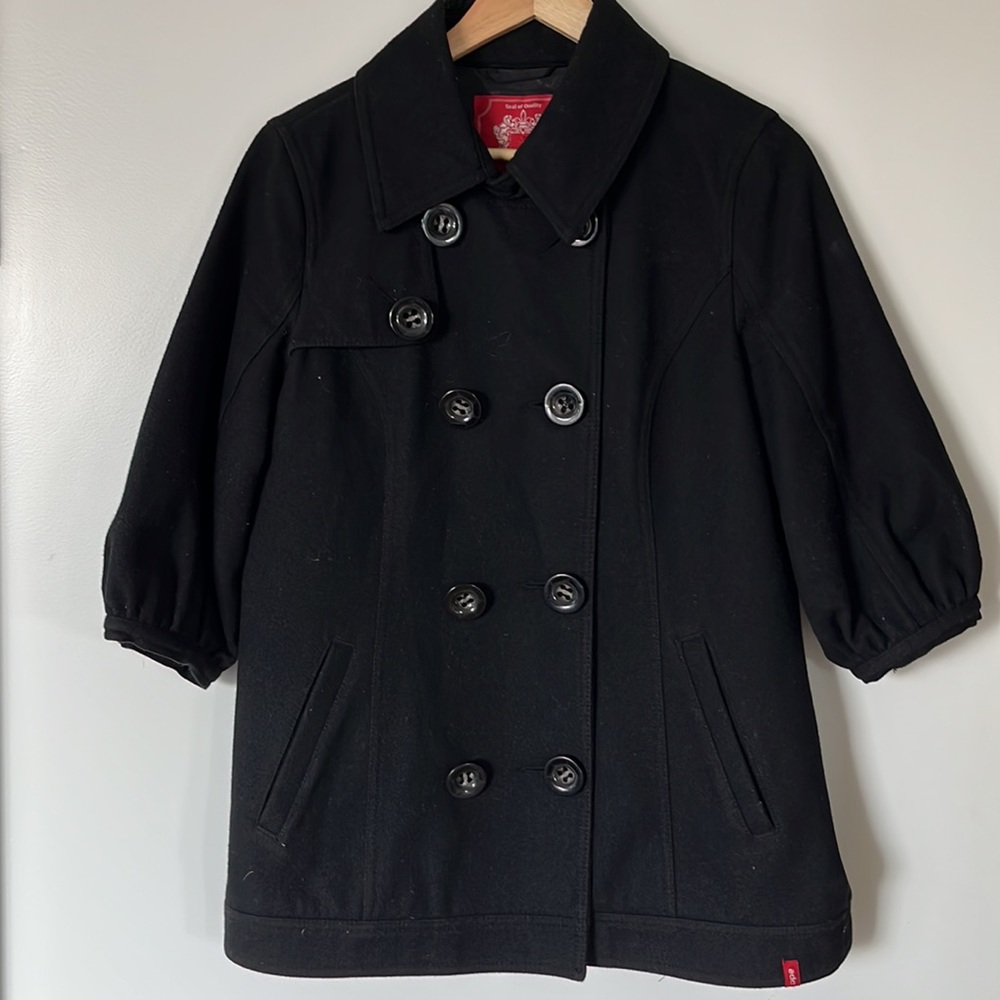 Esprit Women Black Double Breasted Peacoat